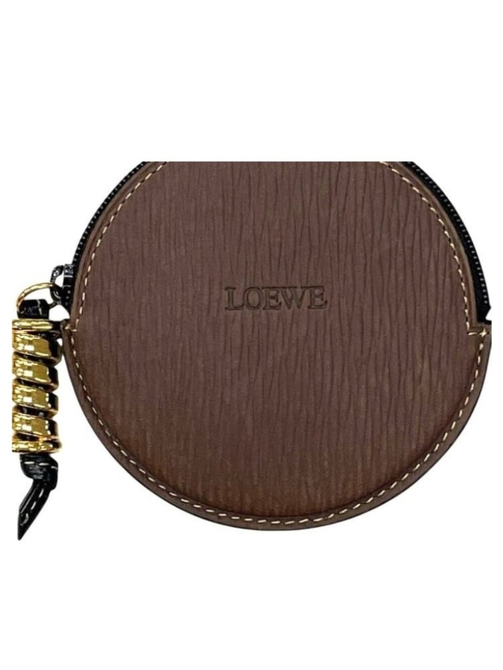 Loewe Coin Purse Round Knot Leather Brown Vintage